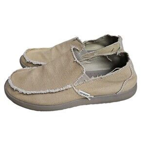 Crocs Venture Mens Santa Cruz Loafers Canvas Slip On Shoes Tan, Size 10